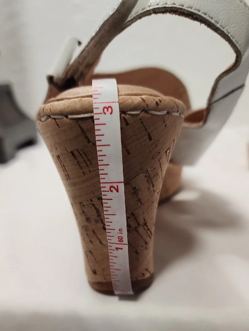 Born White Leather Cork Wedge Sandals with Crisscross Straps